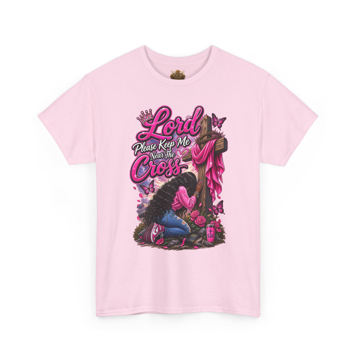 Christian Prayer T-Shirt — "Lord Please Keep Me Near The Cross" Faith Tee