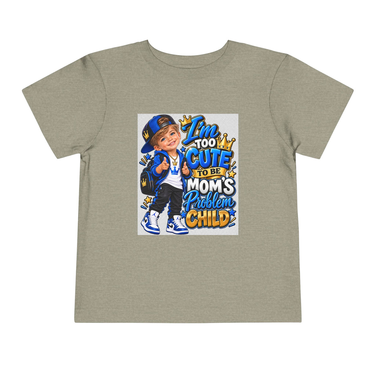 Toddler Tee — "Too Cute to Be Mom's Problem Child" Graphic