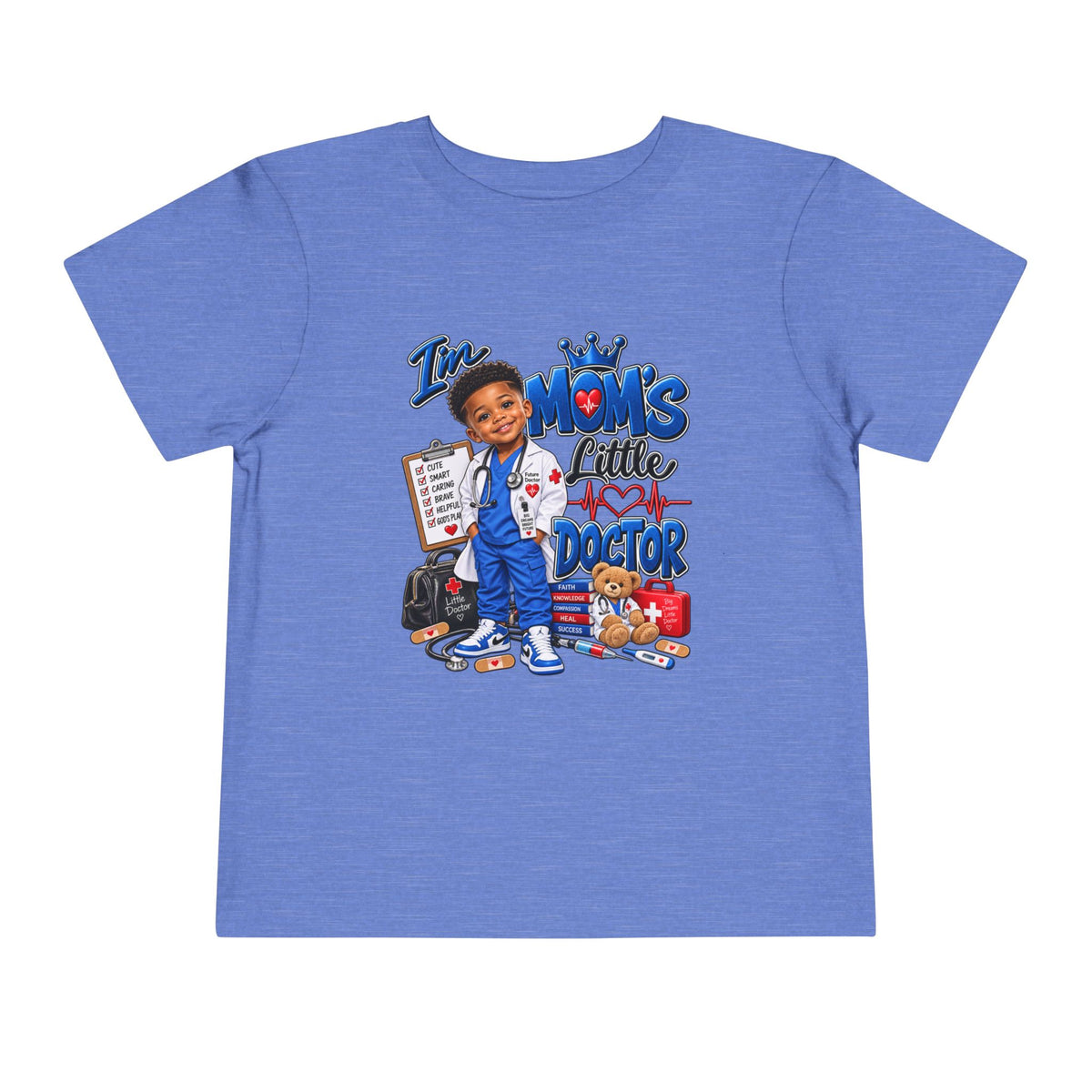 Toddler 'Mom's Little Doctor' Short Sleeve Tee - Cute Kids Doctor Playful Shirt