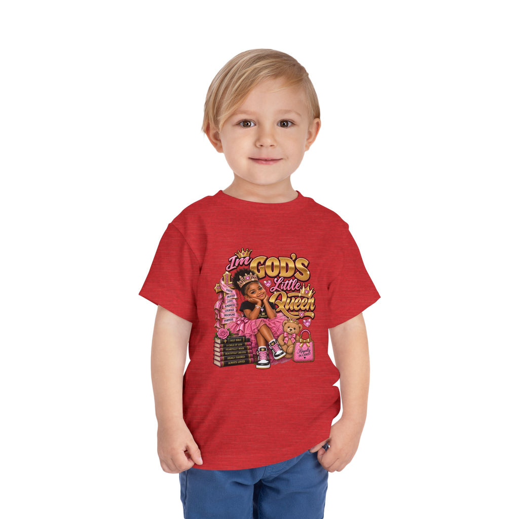 Toddler Tee — "I'm God's Little Queen" Cute Pink Princess Graphic