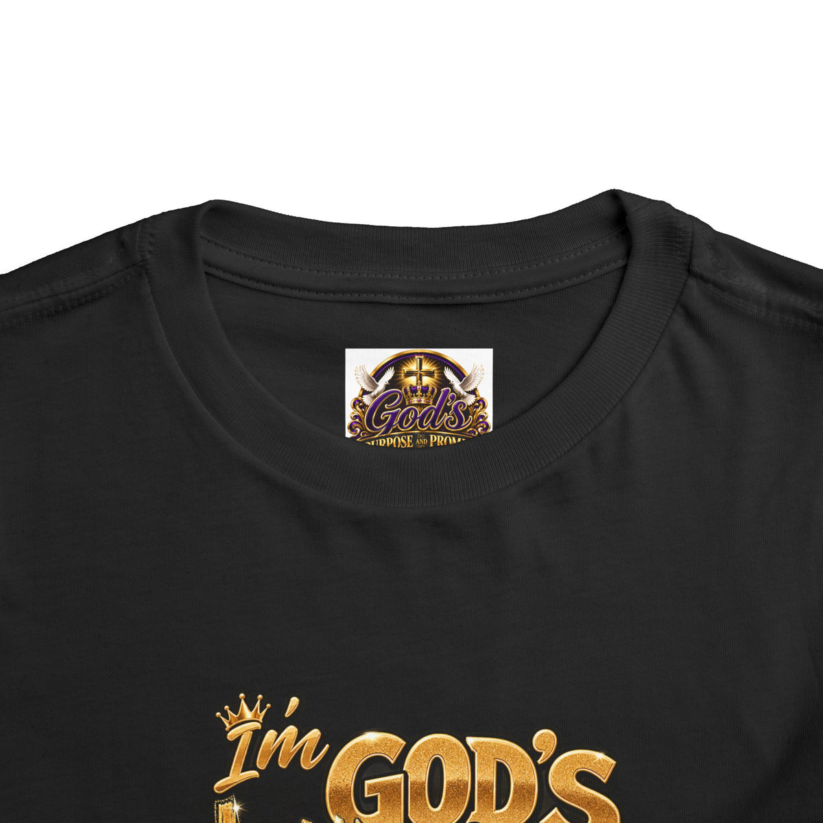 Toddler Tee — "I'm God's Little King" Christian Lion Graphic Shirt