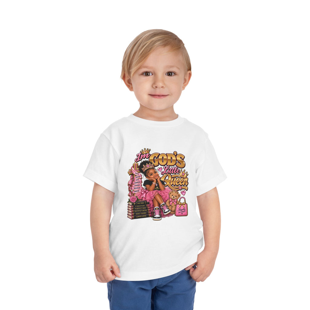 Toddler Tee — "I'm God's Little Queen" Cute Pink Princess Graphic