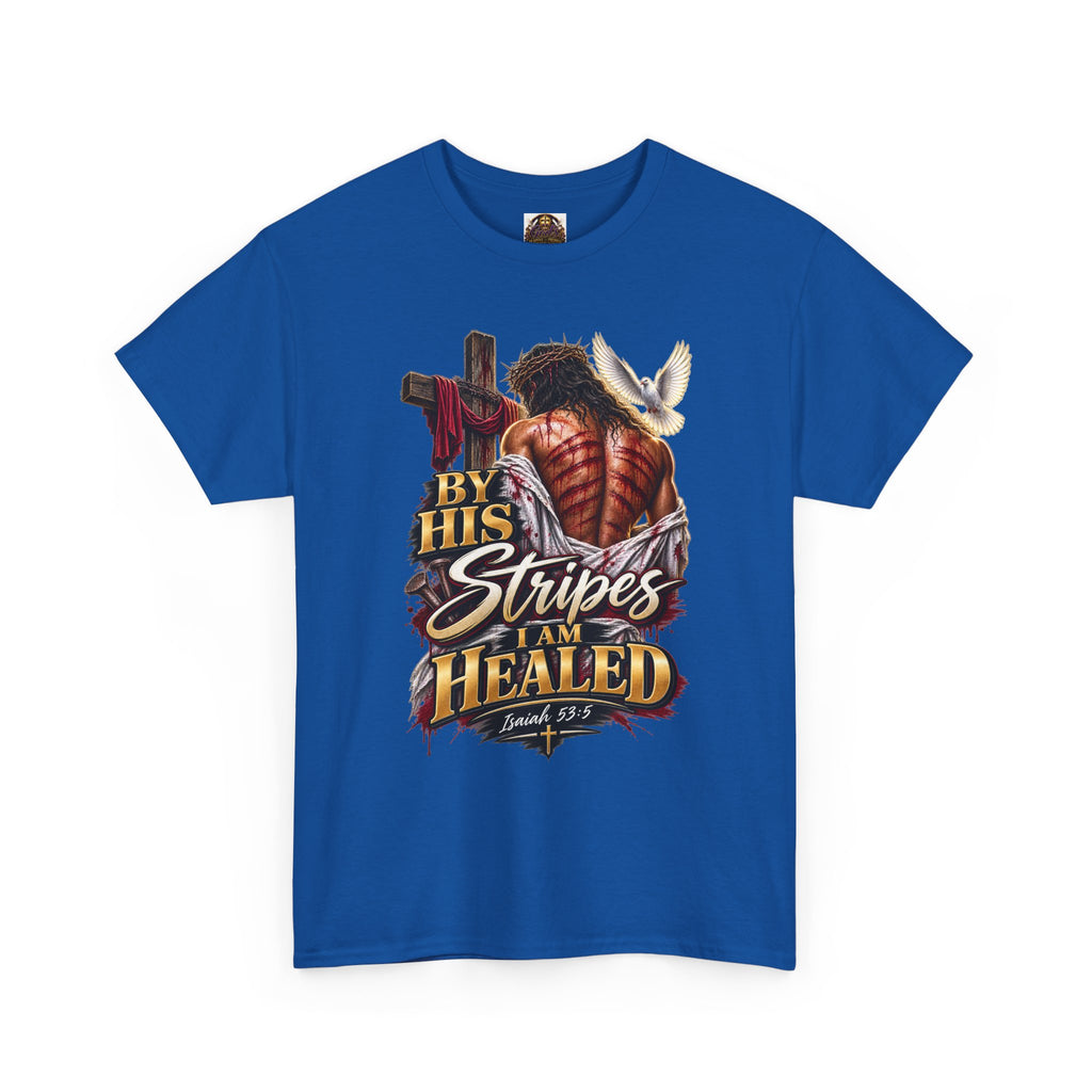 Christian Cowboy T-Shirt — "By His Stripes I Am Healed" Faith Tee