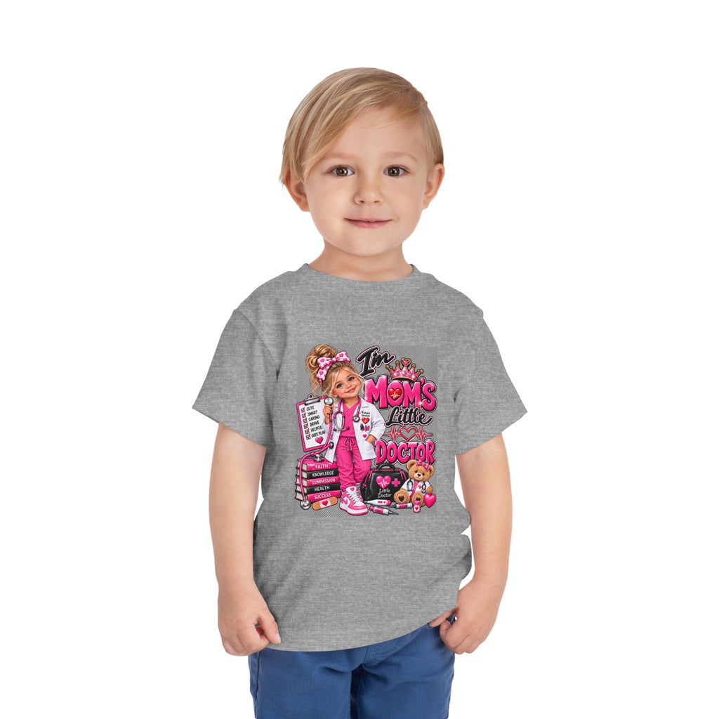 Toddler Tee — "I'm My Mom's Little Doctor" Cute Pink Doctor Playtime Shirt