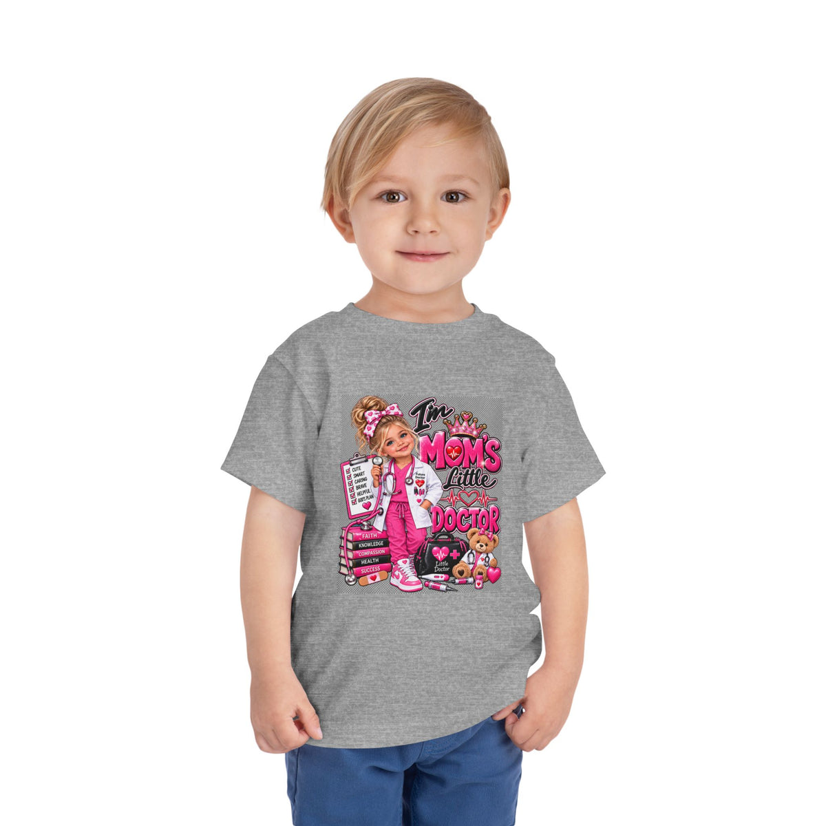 Toddler Tee — "I'm My Mom's Little Doctor" Cute Pink Doctor Playtime Shirt