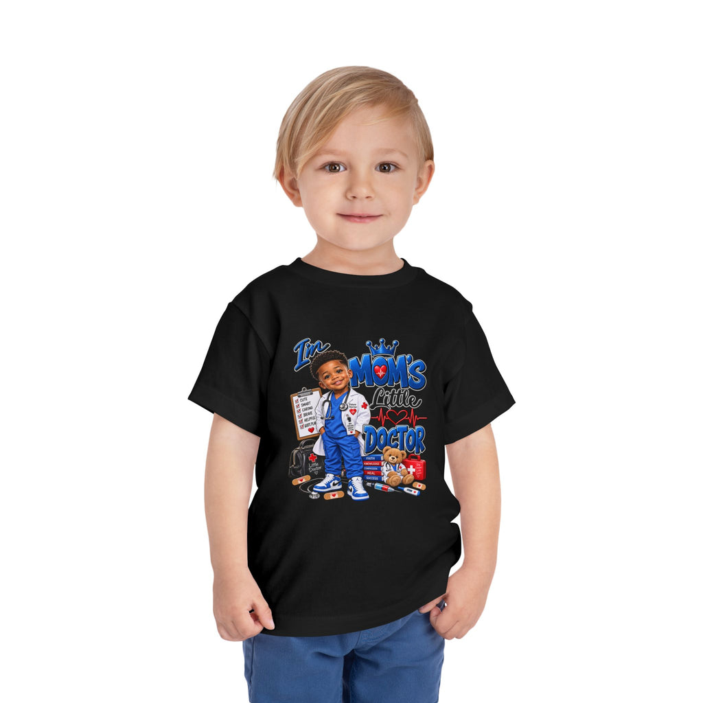 Toddler 'Mom's Little Doctor' Short Sleeve Tee - Cute Kids Doctor Playful Shirt