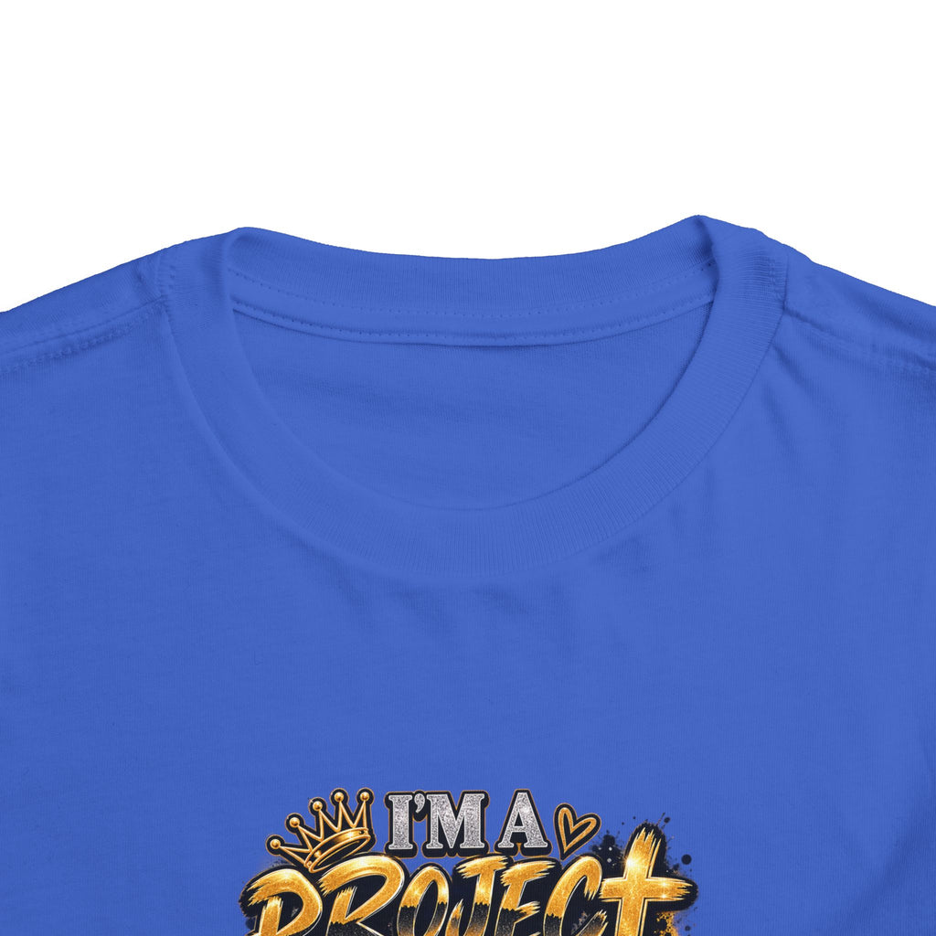 Toddler Tee — "I'm a Project Baby" Afro Girl Construction Graphic