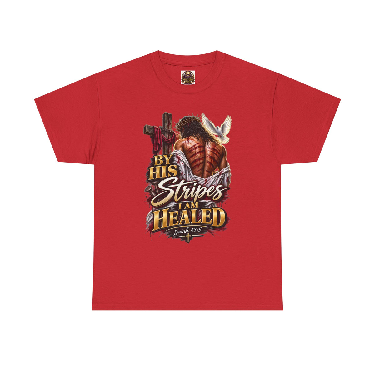 Christian Cowboy T-Shirt — "By His Stripes I Am Healed" Faith Tee