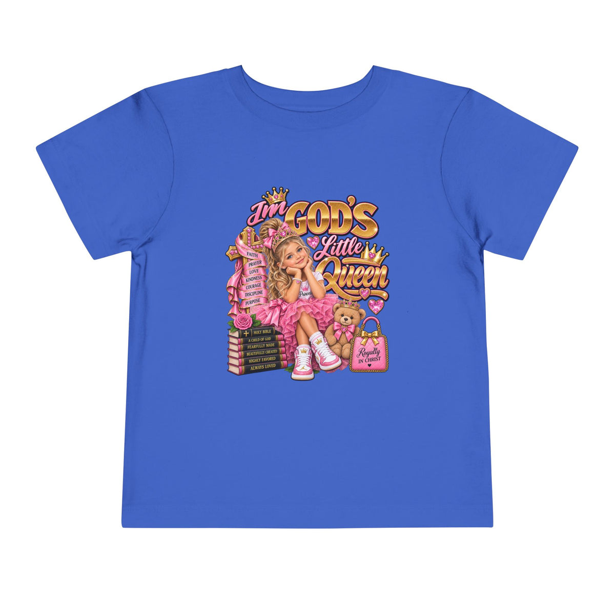 Toddler Tee — "God’s Little Queen" Pink Princess Graphic