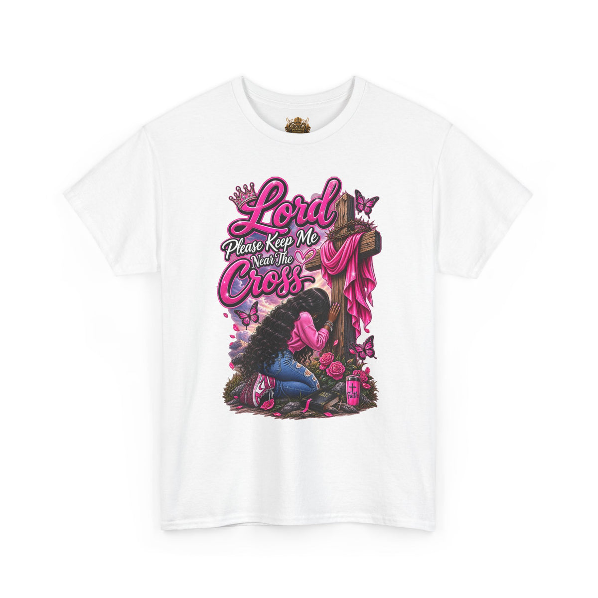 Christian Prayer T-Shirt — "Lord Please Keep Me Near The Cross" Faith Tee