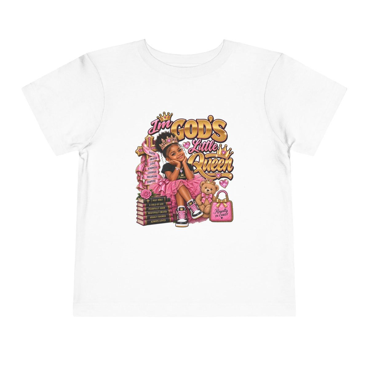 Toddler Tee — "I'm God's Little Queen" Cute Pink Princess Graphic