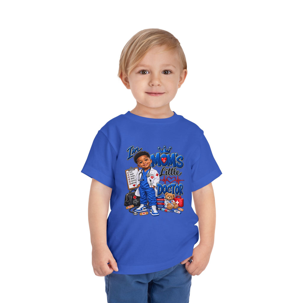 Toddler 'Mom's Little Doctor' Short Sleeve Tee - Cute Kids Doctor Playful Shirt