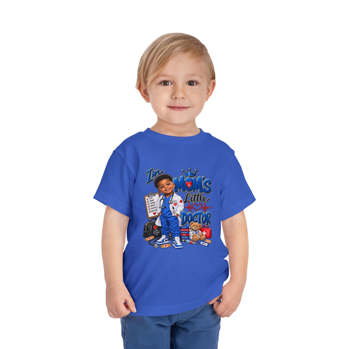 Toddler 'Mom's Little Doctor' Short Sleeve Tee - Cute Kids Doctor Playful Shirt