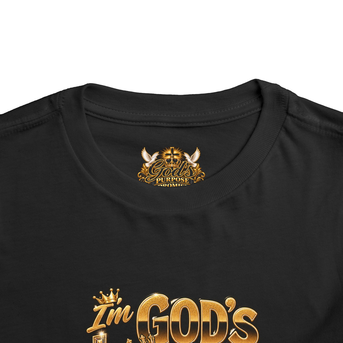 Toddler Tee — "The God's Little King" Graphic Shirt (Lion & Crown)