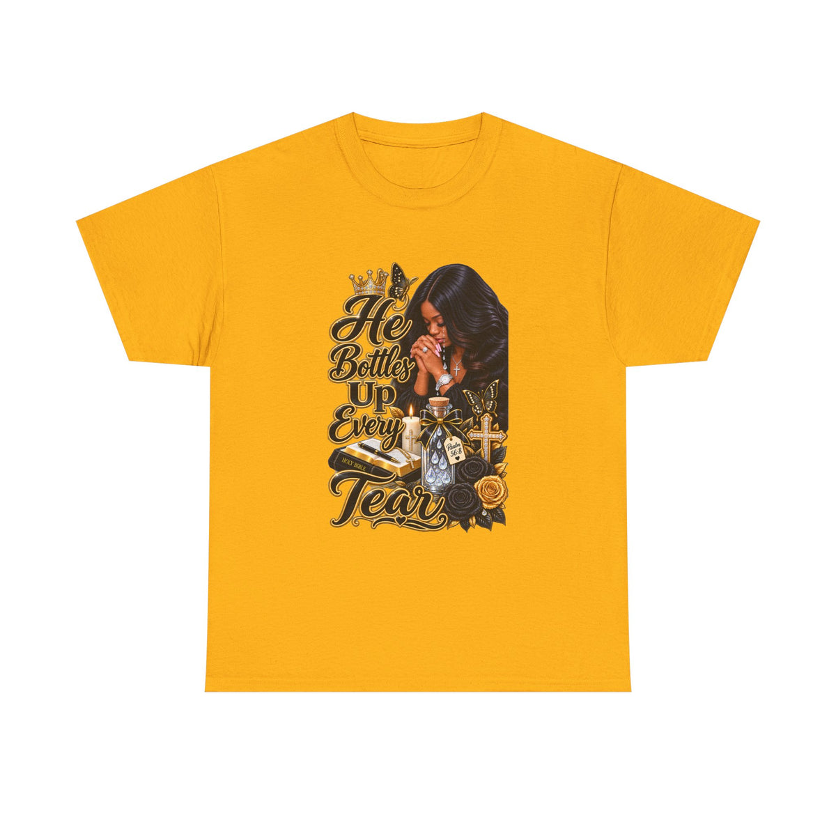 T-Shirt — "He Bottled Up Every Tear" Prayerful Memorial Graphic Tee