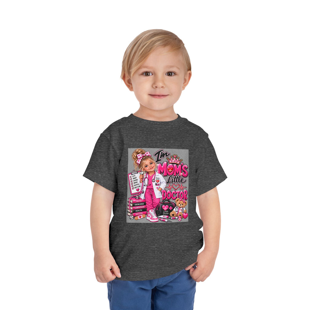 Toddler Tee — "I'm My Mom's Little Doctor" Cute Pink Doctor Playtime Shirt
