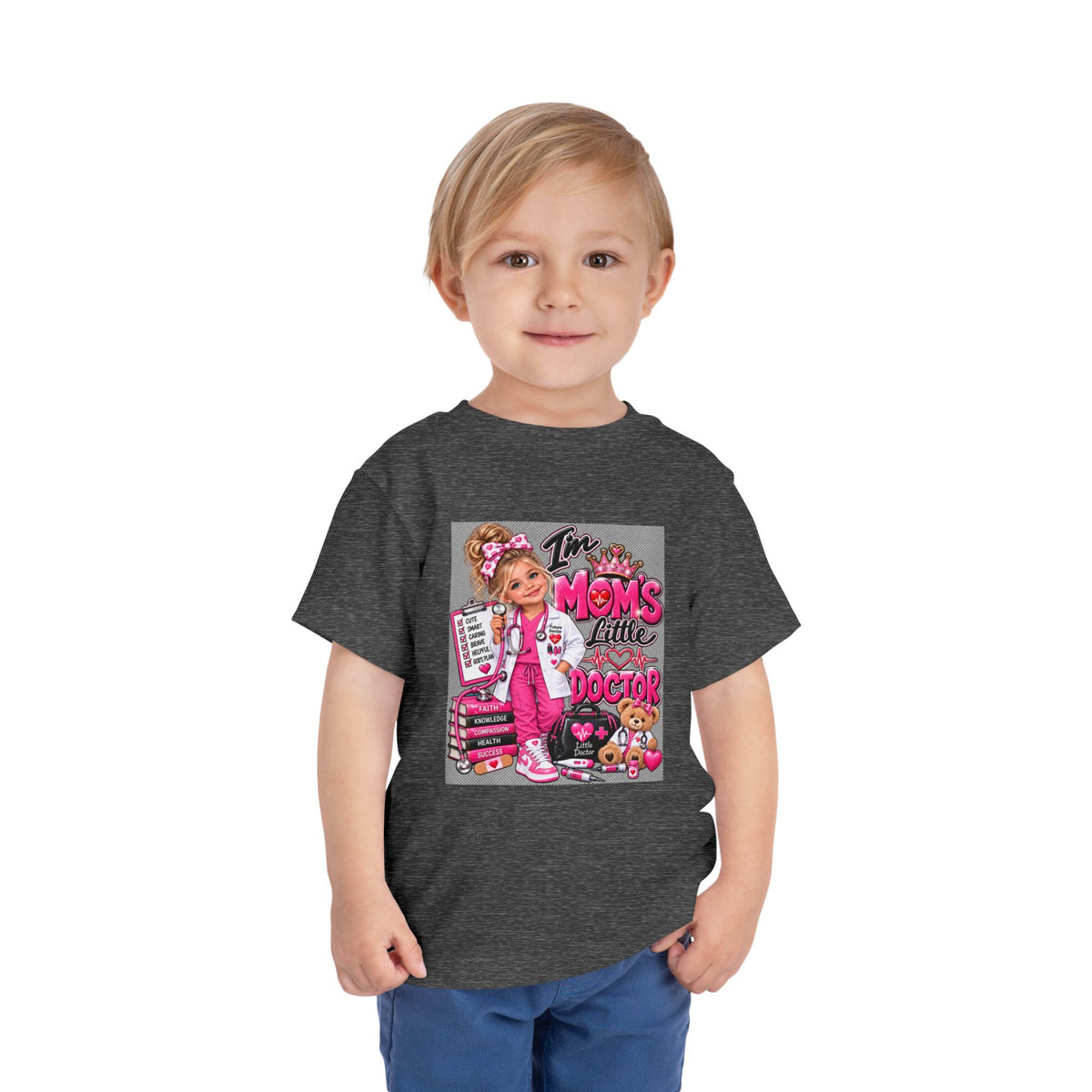 Toddler Tee — "I'm My Mom's Little Doctor" Cute Pink Doctor Playtime Shirt