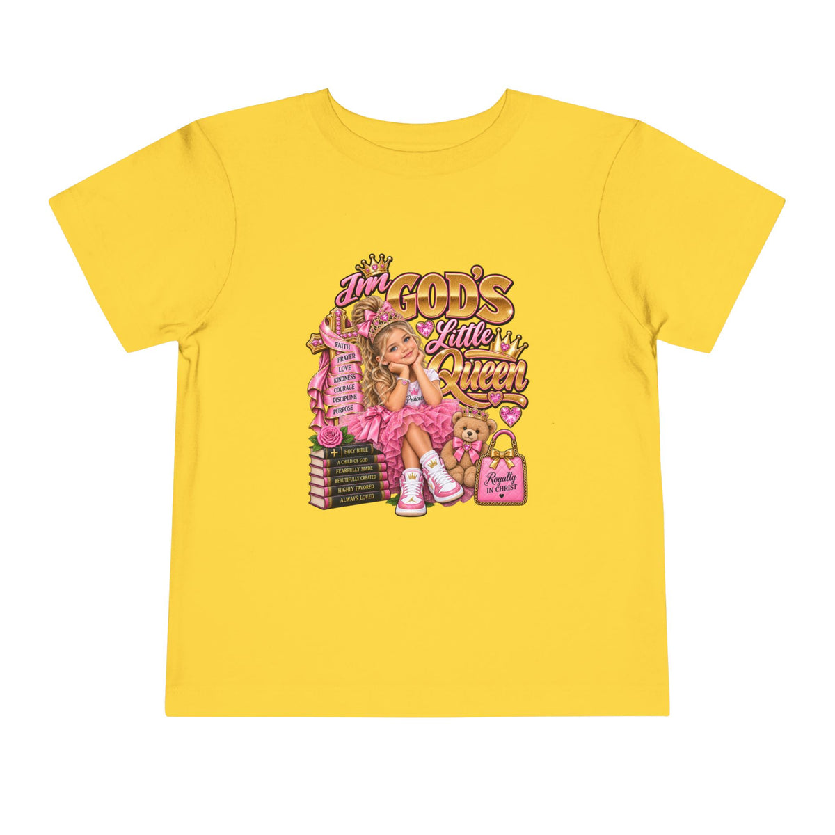 Toddler Tee — "God’s Little Queen" Pink Princess Graphic