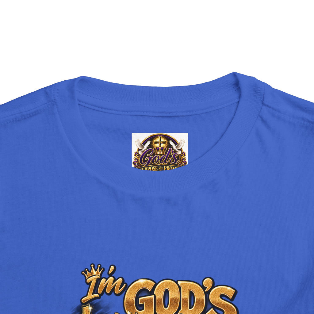 Toddler Tee — "I'm God's Little King" Christian Lion Graphic Shirt