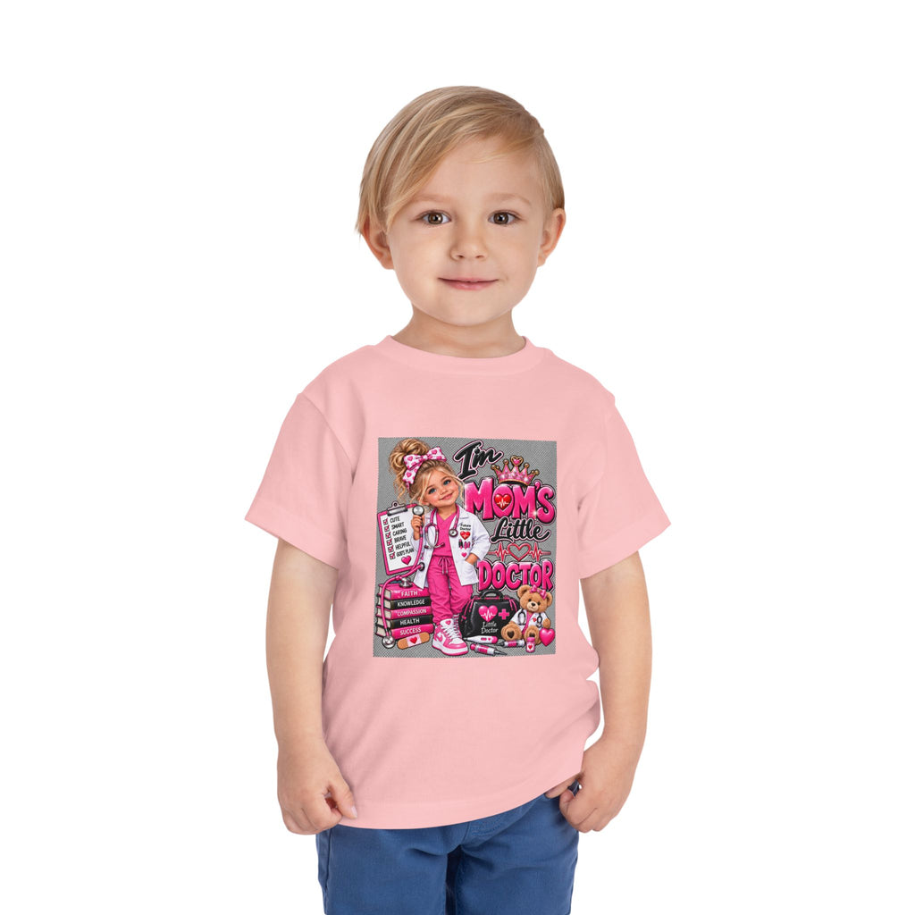 Toddler Tee — "I'm My Mom's Little Doctor" Cute Pink Doctor Playtime Shirt