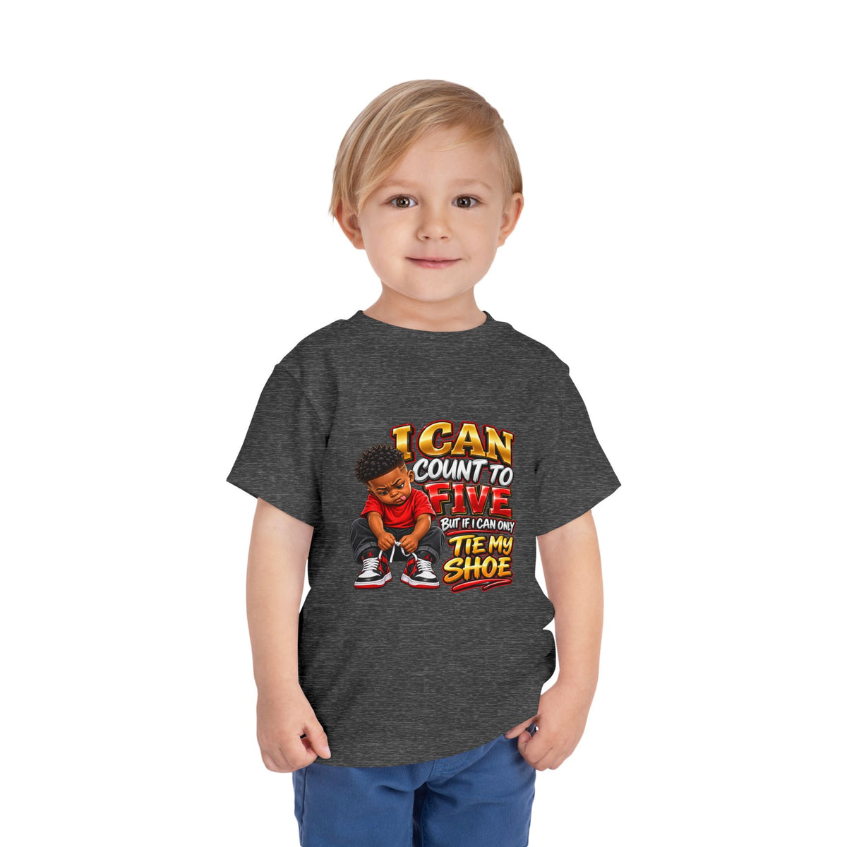 Toddler Tee — "I Can Count to Five But I Can Only Tie My Shoe" Graphic