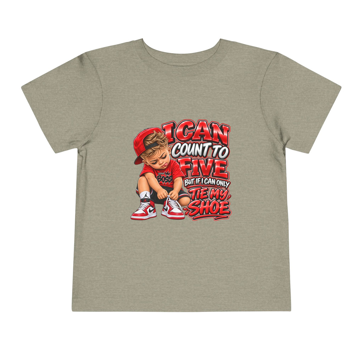 Toddler Tee — "I Can Count to Five But I Can Only Tie My Shoe" Cute Boy Graphic