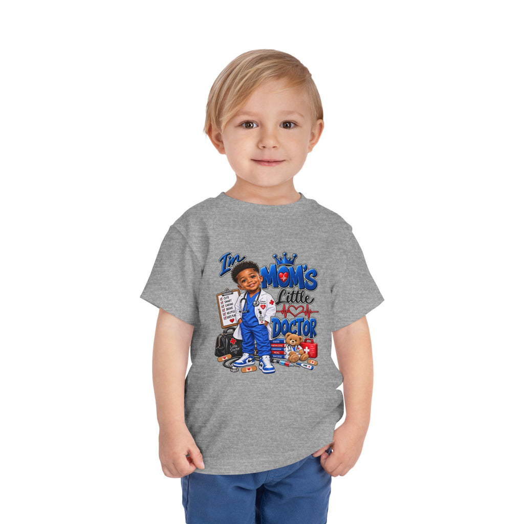 Toddler 'Mom's Little Doctor' Short Sleeve Tee - Cute Kids Doctor Playful Shirt