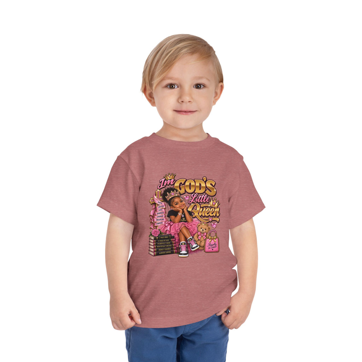 Toddler Tee — "I'm God's Little Queen" Cute Pink Princess Graphic