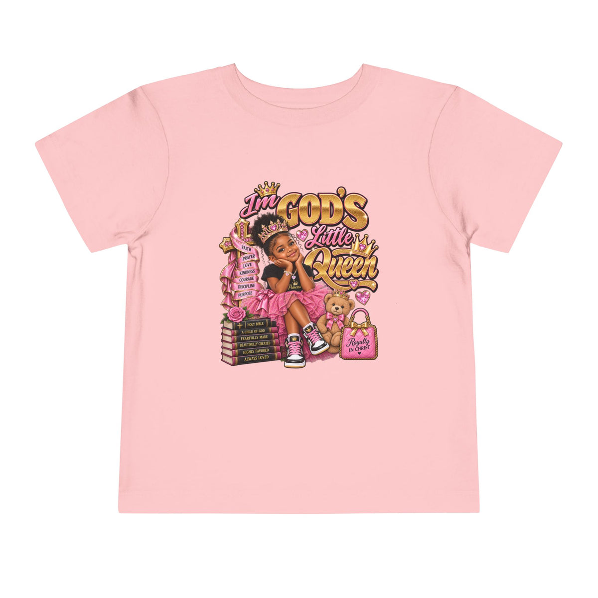 Toddler Tee — "I'm God's Little Queen" Cute Pink Princess Graphic