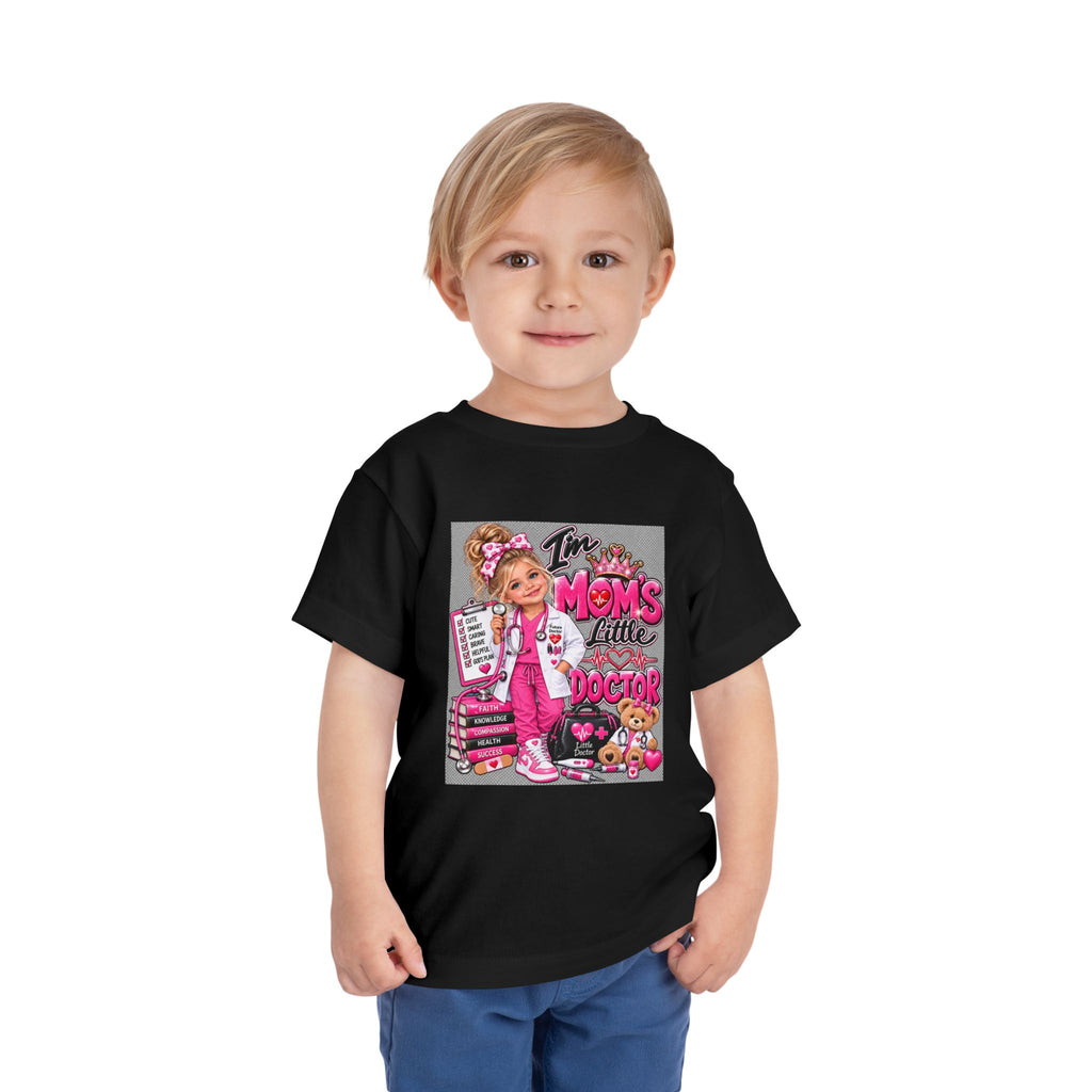Toddler Tee — "I'm My Mom's Little Doctor" Cute Pink Doctor Playtime Shirt