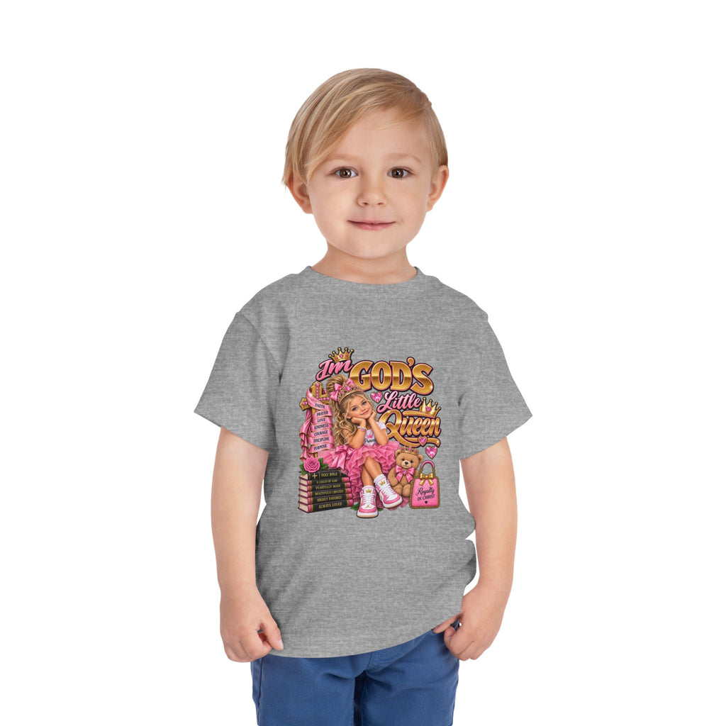 Toddler Tee — "God’s Little Queen" Pink Princess Graphic