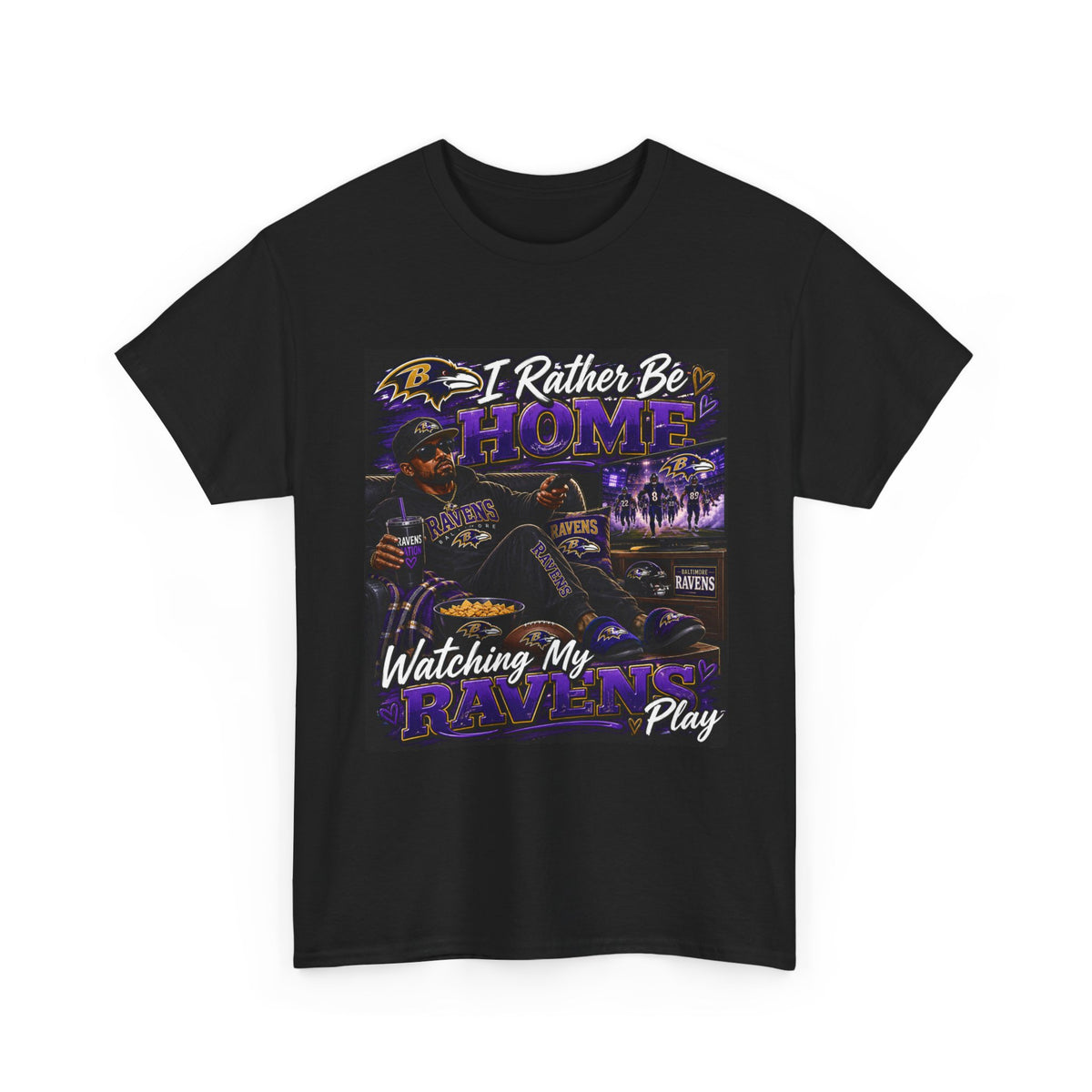 Ravens Fan T‑Shirt – "I'd Rather Be Home Watching My Ravens Play"