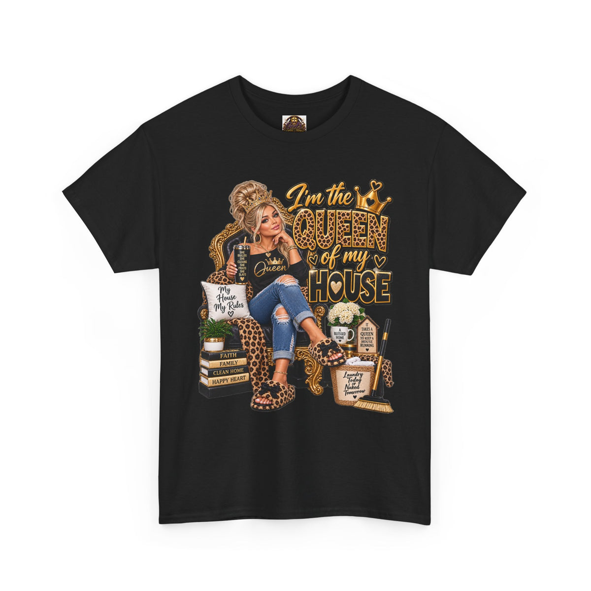 Queen of My House T-Shirt — Funny Leopard Mom Tee