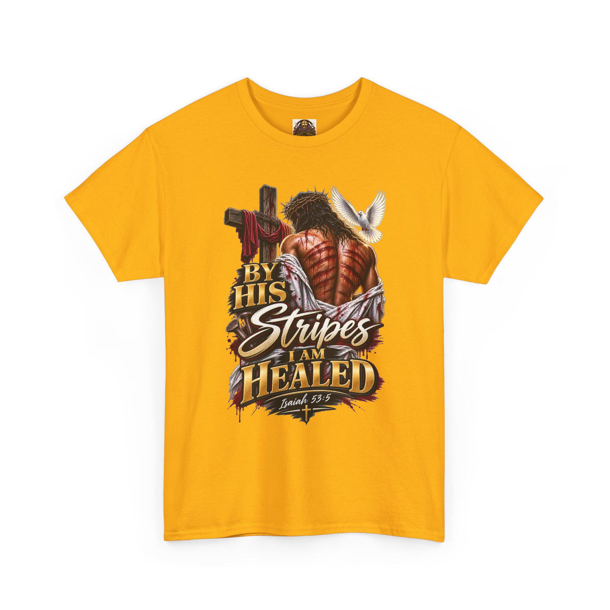 Christian Cowboy T-Shirt — "By His Stripes I Am Healed" Faith Tee