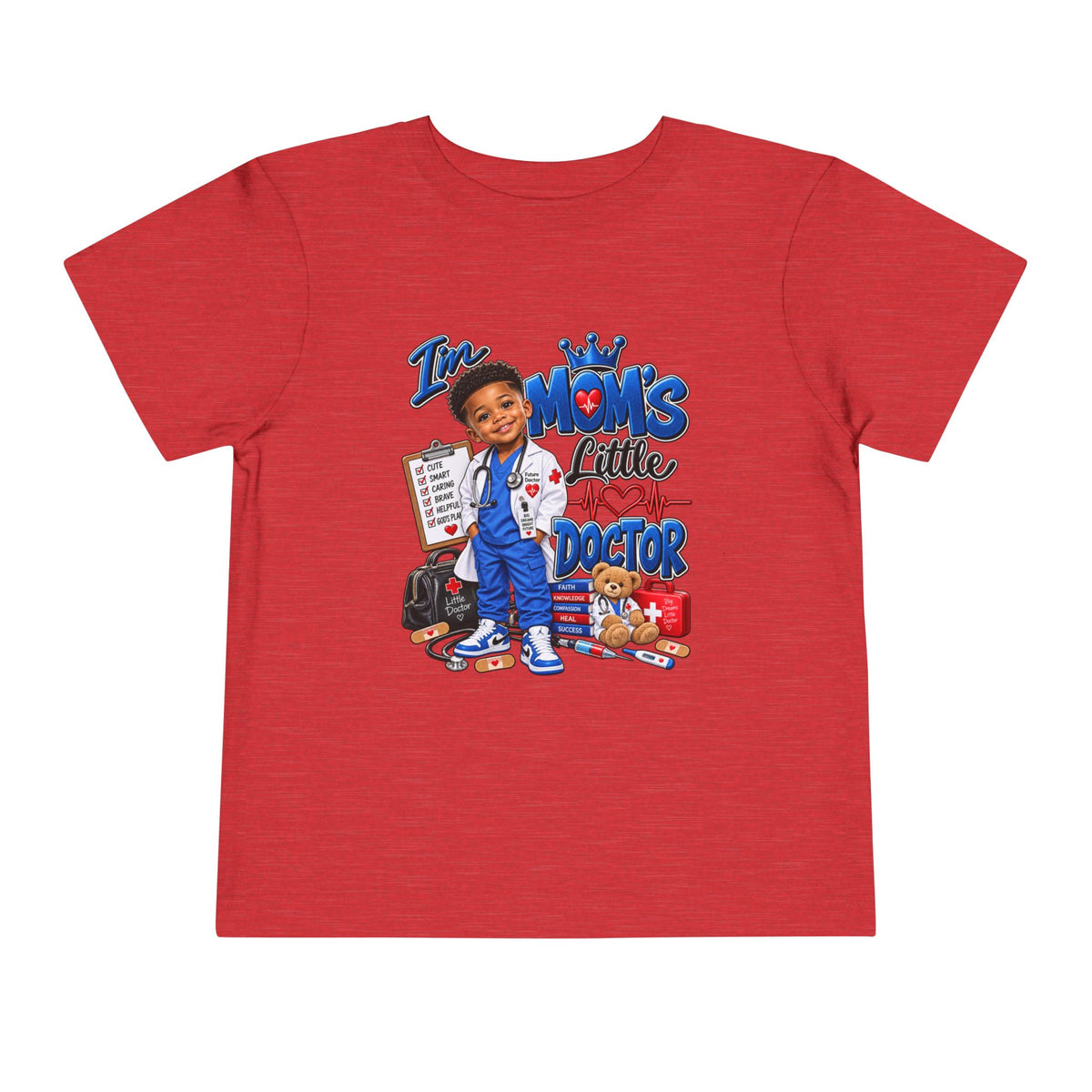 Toddler 'Mom's Little Doctor' Short Sleeve Tee - Cute Kids Doctor Playful Shirt