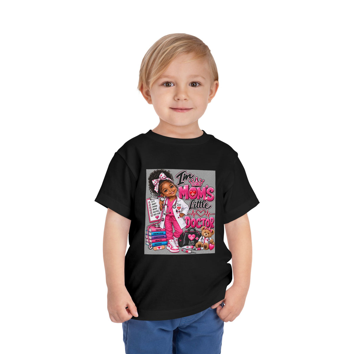 Toddler Tee - "I'm Mom's Little Doctor" Cute Kids Medical Play Graphic Shirt