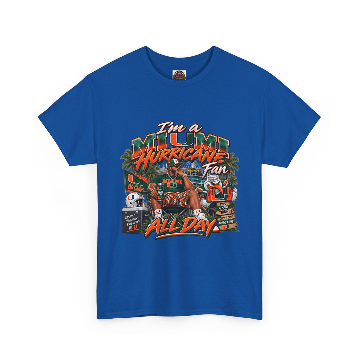 Miami Hurricanes Fan T-Shirt – “I’m a Miami Hurricane Fan All Day” Game Day Tee