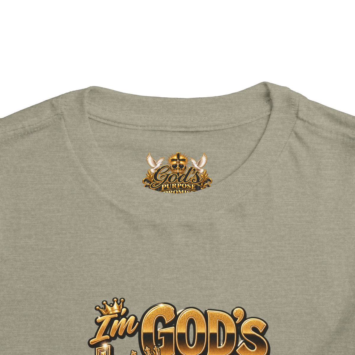 Toddler Tee — "The God's Little King" Graphic Shirt (Lion & Crown)