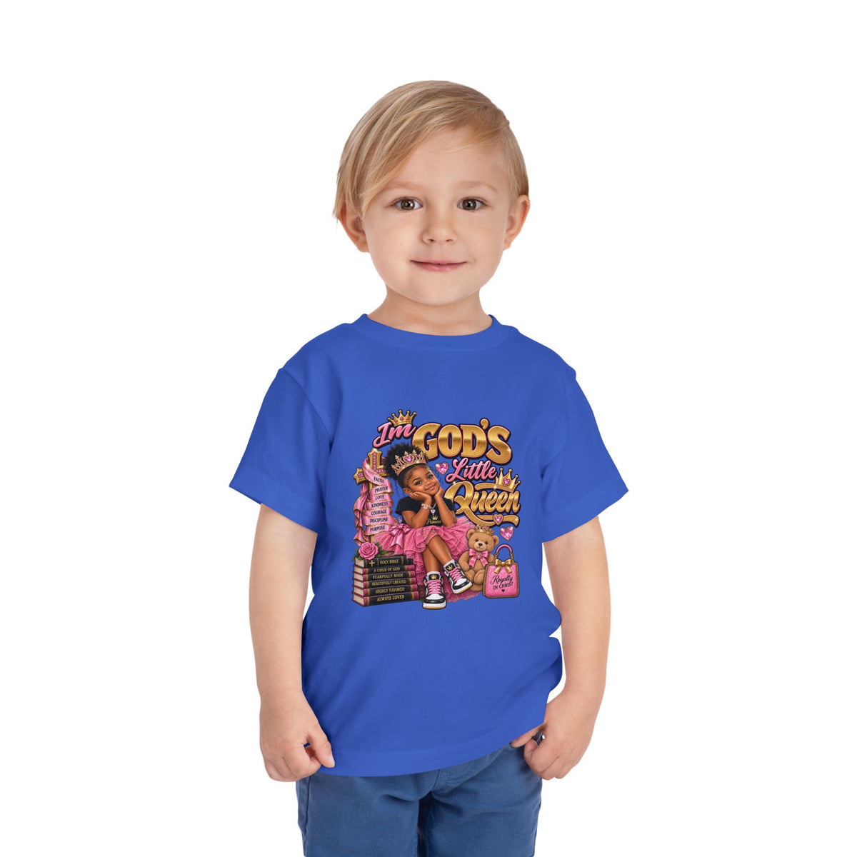Toddler Tee — "I'm God's Little Queen" Cute Pink Princess Graphic