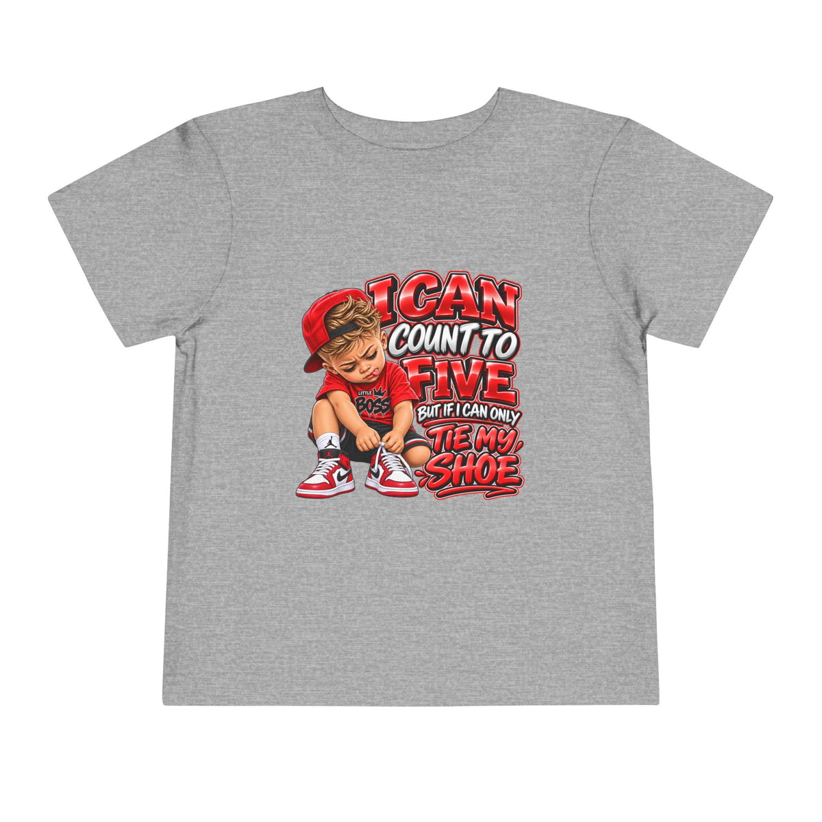 Toddler Tee — "I Can Count to Five But I Can Only Tie My Shoe" Cute Boy Graphic