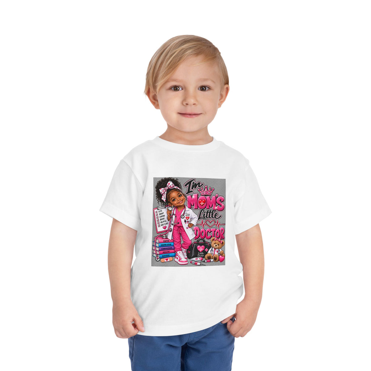Toddler Tee - "I'm Mom's Little Doctor" Cute Kids Medical Play Graphic Shirt