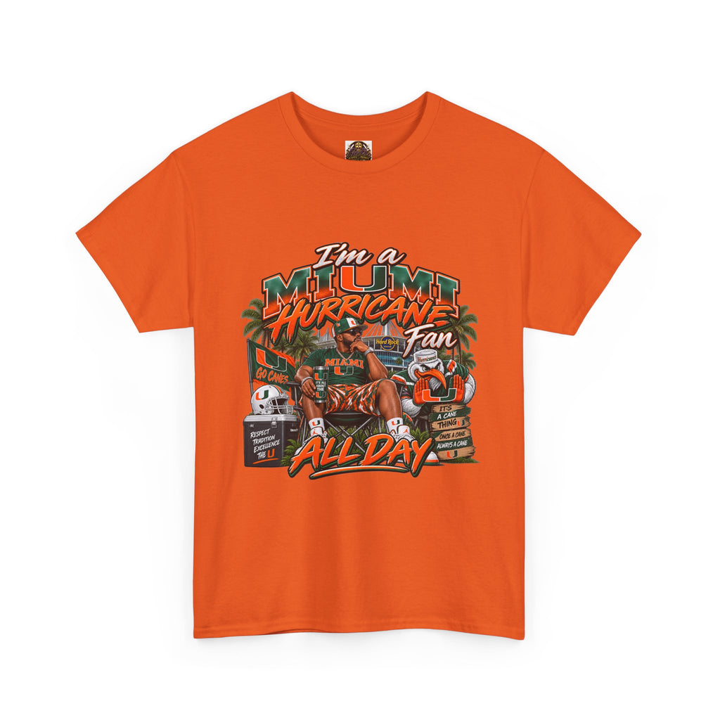 Miami Hurricanes Fan T-Shirt – “I’m a Miami Hurricane Fan All Day” Game Day Tee