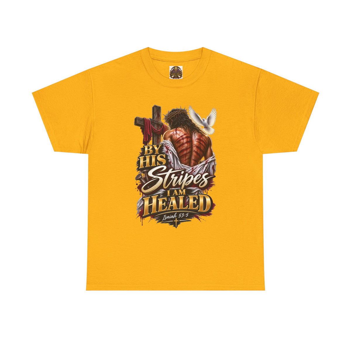 Christian Cowboy T-Shirt — "By His Stripes I Am Healed" Faith Tee