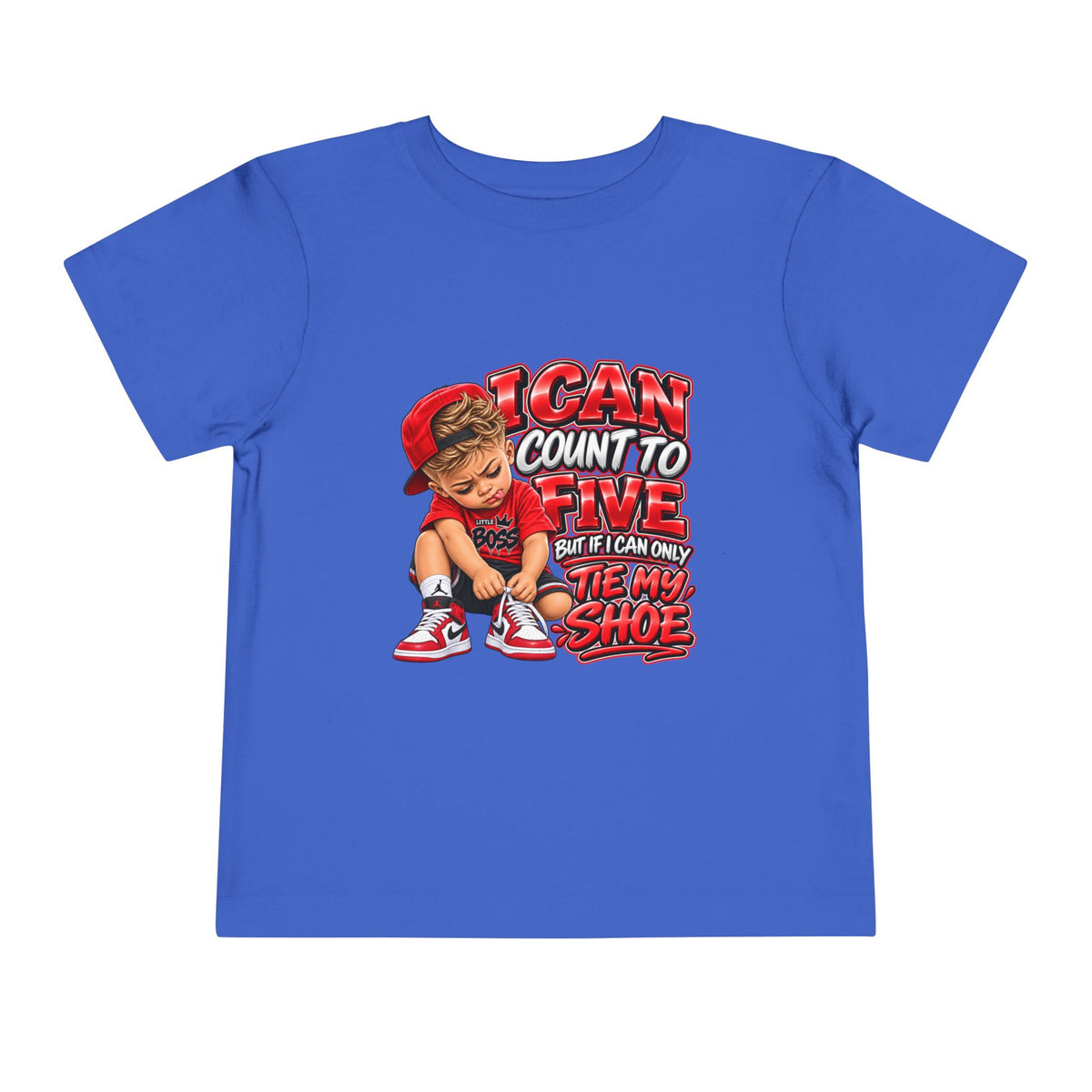 Toddler Tee — "I Can Count to Five But I Can Only Tie My Shoe" Cute Boy Graphic