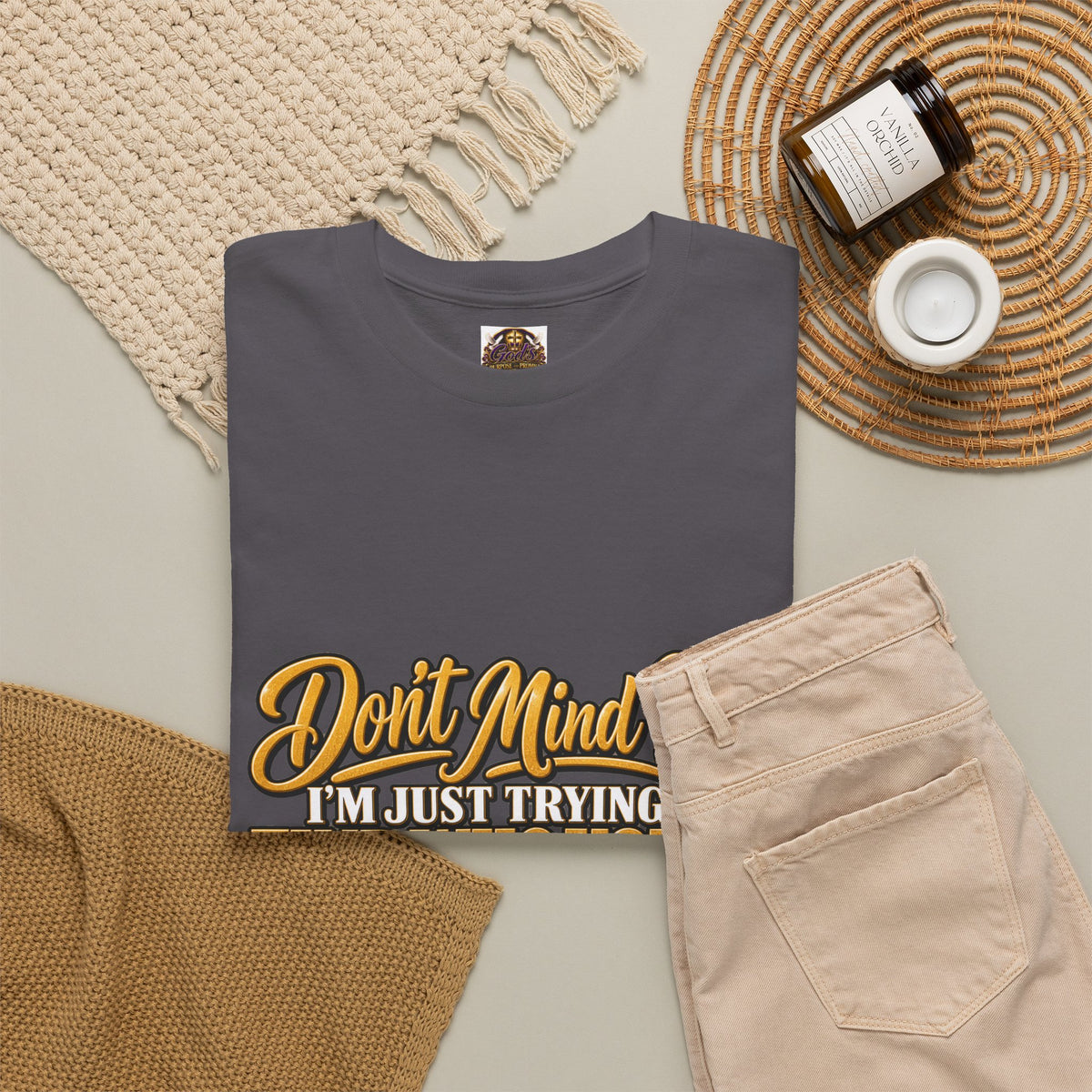 Don't Mind Me "I'm Just Trying to Find Who You're Talking To" Tee — Funny Graphic T-Shirt with Curious Woman Back Print