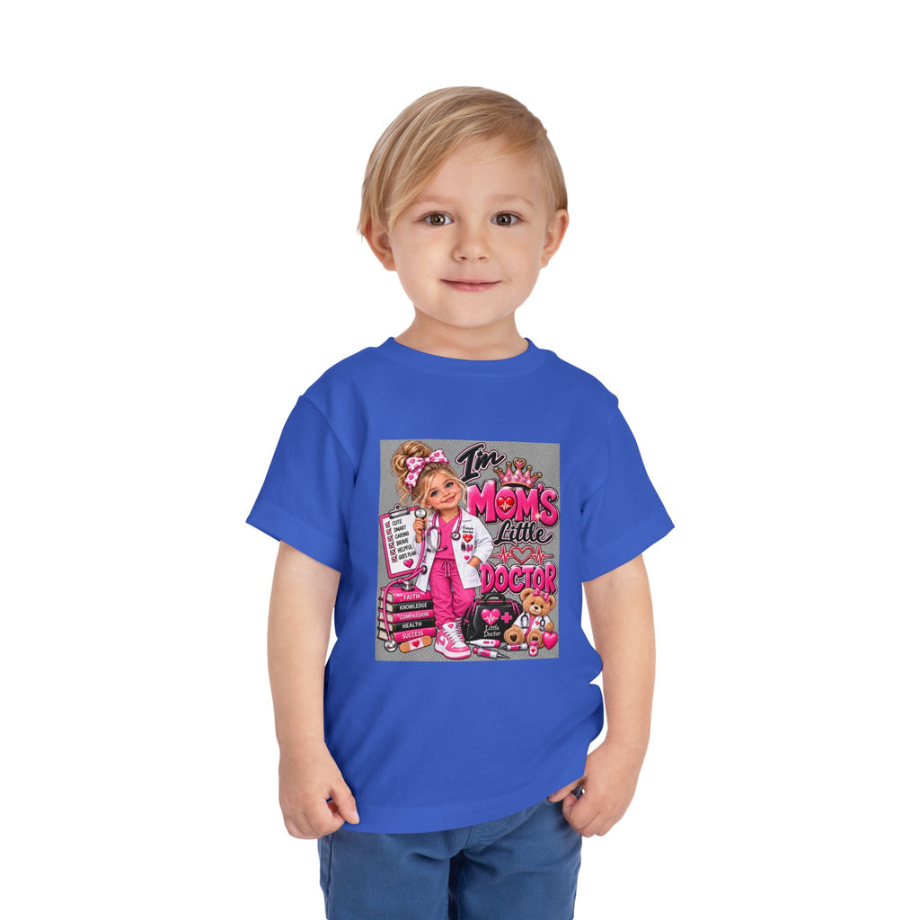 Toddler Tee — "I'm My Mom's Little Doctor" Cute Pink Doctor Playtime Shirt