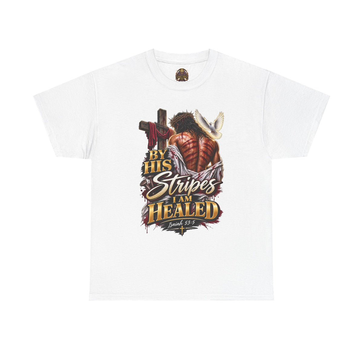 Christian Cowboy T-Shirt — "By His Stripes I Am Healed" Faith Tee