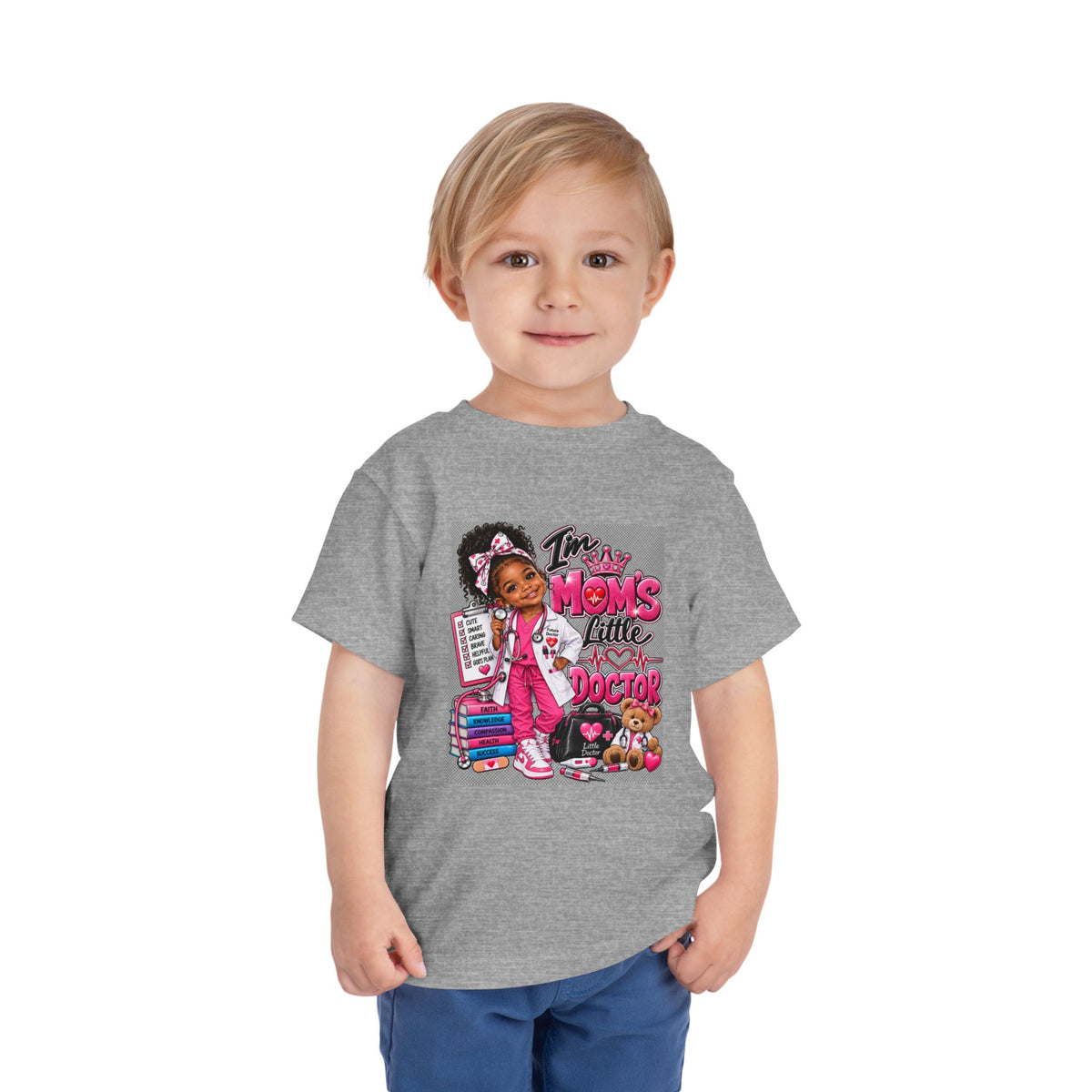 Toddler Tee - "I'm Mom's Little Doctor" Cute Kids Medical Play Graphic Shirt