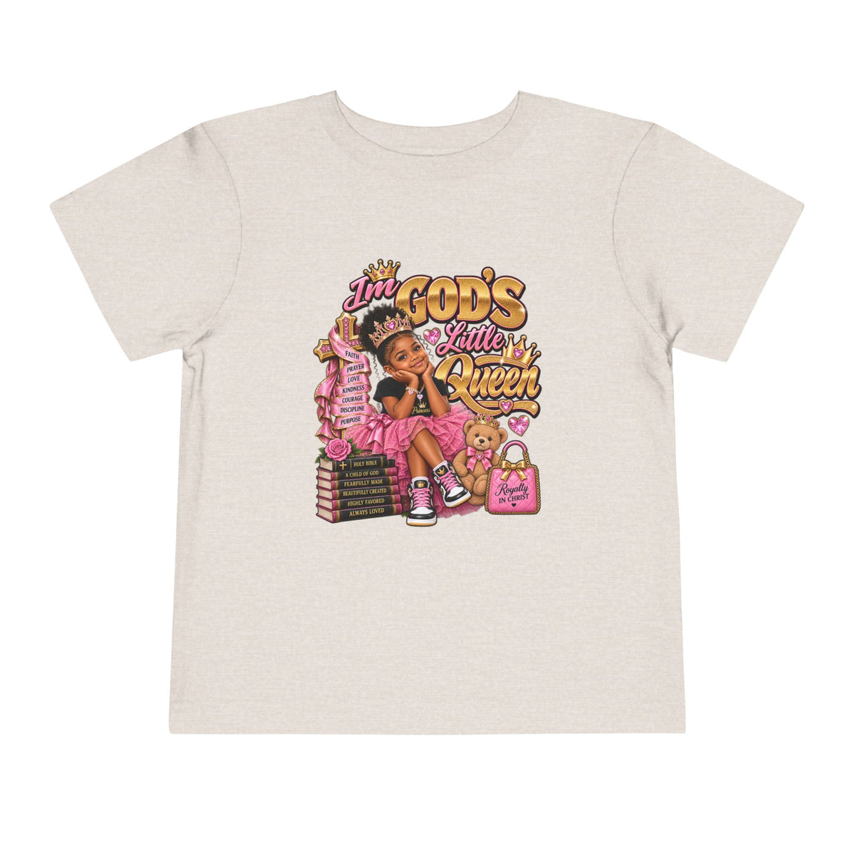 Toddler Tee — "I'm God's Little Queen" Cute Pink Princess Graphic