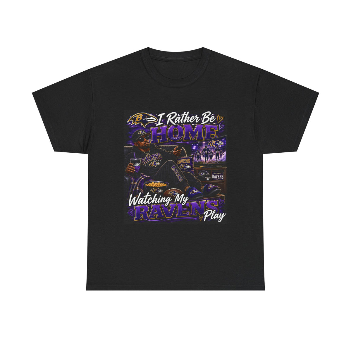 Ravens Fan T‑Shirt – "I'd Rather Be Home Watching My Ravens Play"